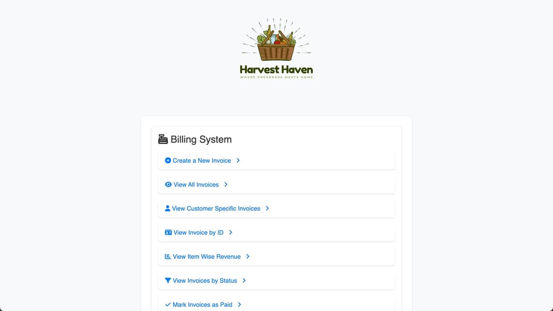 Harvest Haven: Invoice Billing System